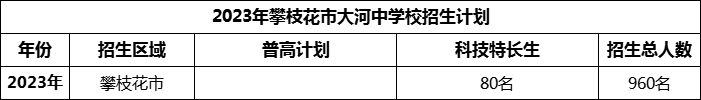 2024年攀枝花市大河中學(xué)校招生計劃是多少？