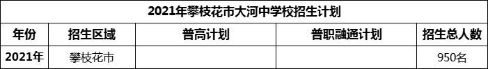 2024年攀枝花市大河中學(xué)校招生計劃是多少？