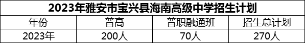 2024年雅安市寶興縣海南高級(jí)中學(xué)招生計(jì)劃是多少？