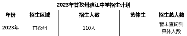 2024年甘孜州雅江中學(xué)招生計(jì)劃是多少？