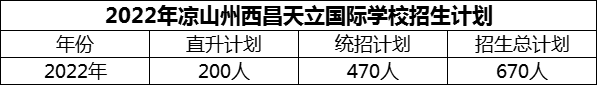 2024年涼山州西昌天立國際學校招生計劃是多少？