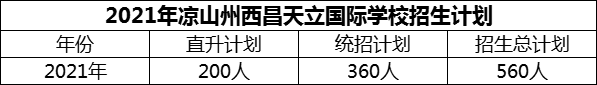 2024年涼山州西昌天立國際學校招生計劃是多少？