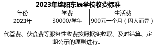 2024年綿陽(yáng)市綿陽(yáng)東辰學(xué)校學(xué)費(fèi)多少錢？