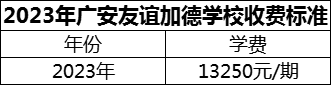 2024年廣安市廣安友誼加德學(xué)校學(xué)費(fèi)多少錢？